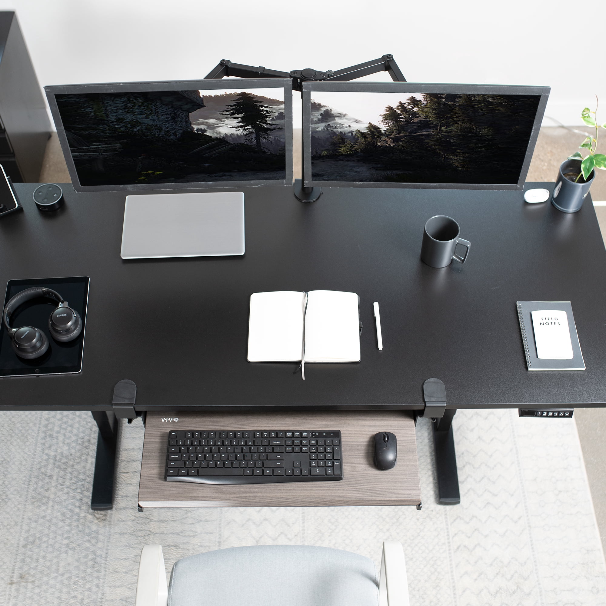 VIVO Gray Clamp-on Computer Keyboard and Mouse Under Desk Slider Tray