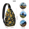 thumbnail image 2 of Yellow Floral Sunflower Pattern Sling Backpack, Boho Country Crossbody Shoulder Bag with Wildflower Bloom and Rustic Summer Design Daypack, 2 of 6