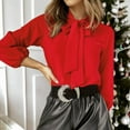 thumbnail image 2 of Afdoent Blouses For Women Long Sleeve Solid Color Shirt With Tie Front Casual Spring Summer Blouse Summer Outfits 2025, 2 of 5