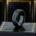 thumbnail image 4 of 8mm Men's Black Tungsten Ring - Brushed Finish Black Ion Plated Beveled Edge Comfort Fit Anniversary Ring - TN166WAs7.5, 4 of 5
