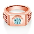 thumbnail image 2 of Gem Stone King 2.83 Ct Sky Blue Topaz Pink Lab Grown Diamond 18K Rose Gold Plated Silver Men's Ring (Size 13), 2 of 4