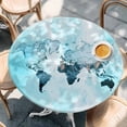 thumbnail image 2 of Blue Maps Round Tablecloth, Fitted Table Cover with Elastic for 45"-54" Round Tables, Abstract World Map Ocean Modern Table Cloth Outdoor Indoor Dinning Party Waterproof Tablecloths, 2 of 7