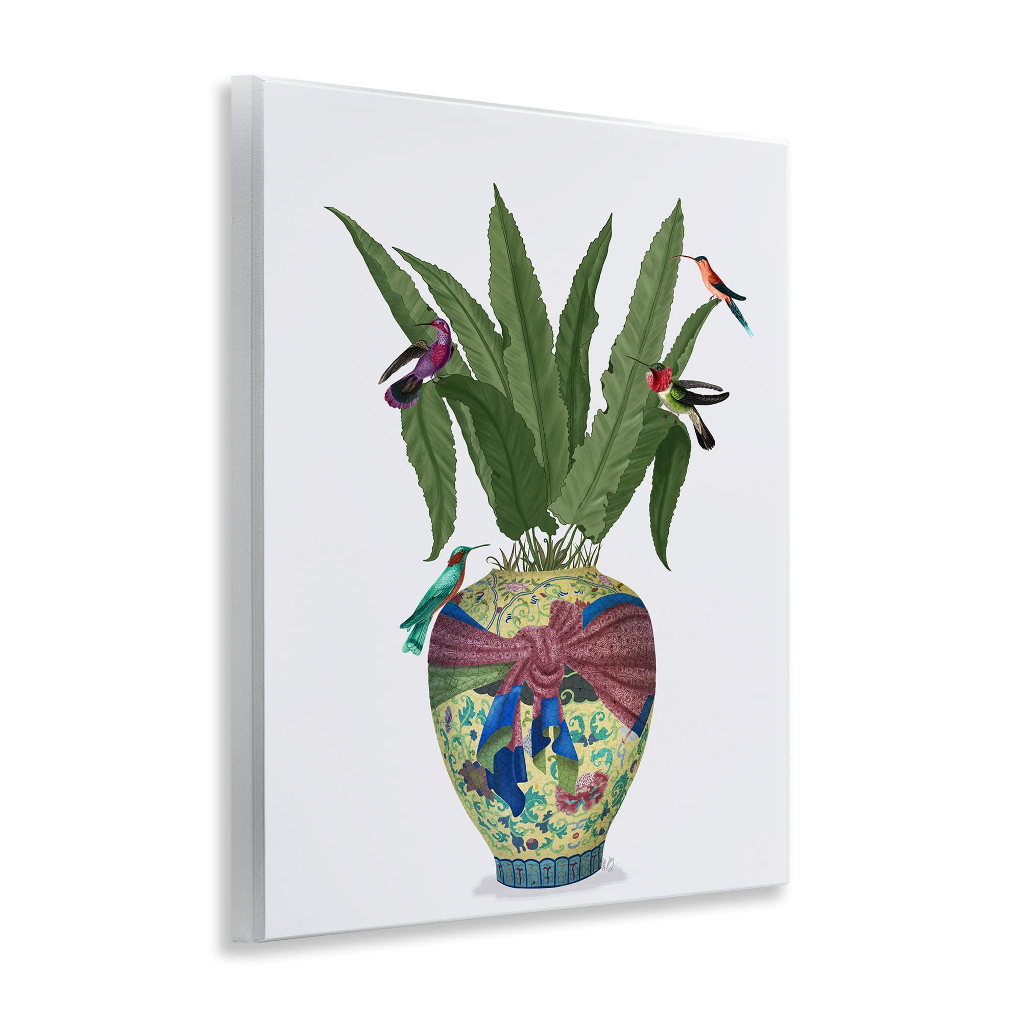 Stupell Industries Traditional Birds on Planter Botanical & Floral Painting Unframed Art Print Wall Art, 11 x 14