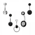 thumbnail image 1 of 2x5x Anillos De Ombligo Para Mujer 1,6 Mm Acero Inoxidable Piercing De Ombligo Joyería Negro, 1 of 8