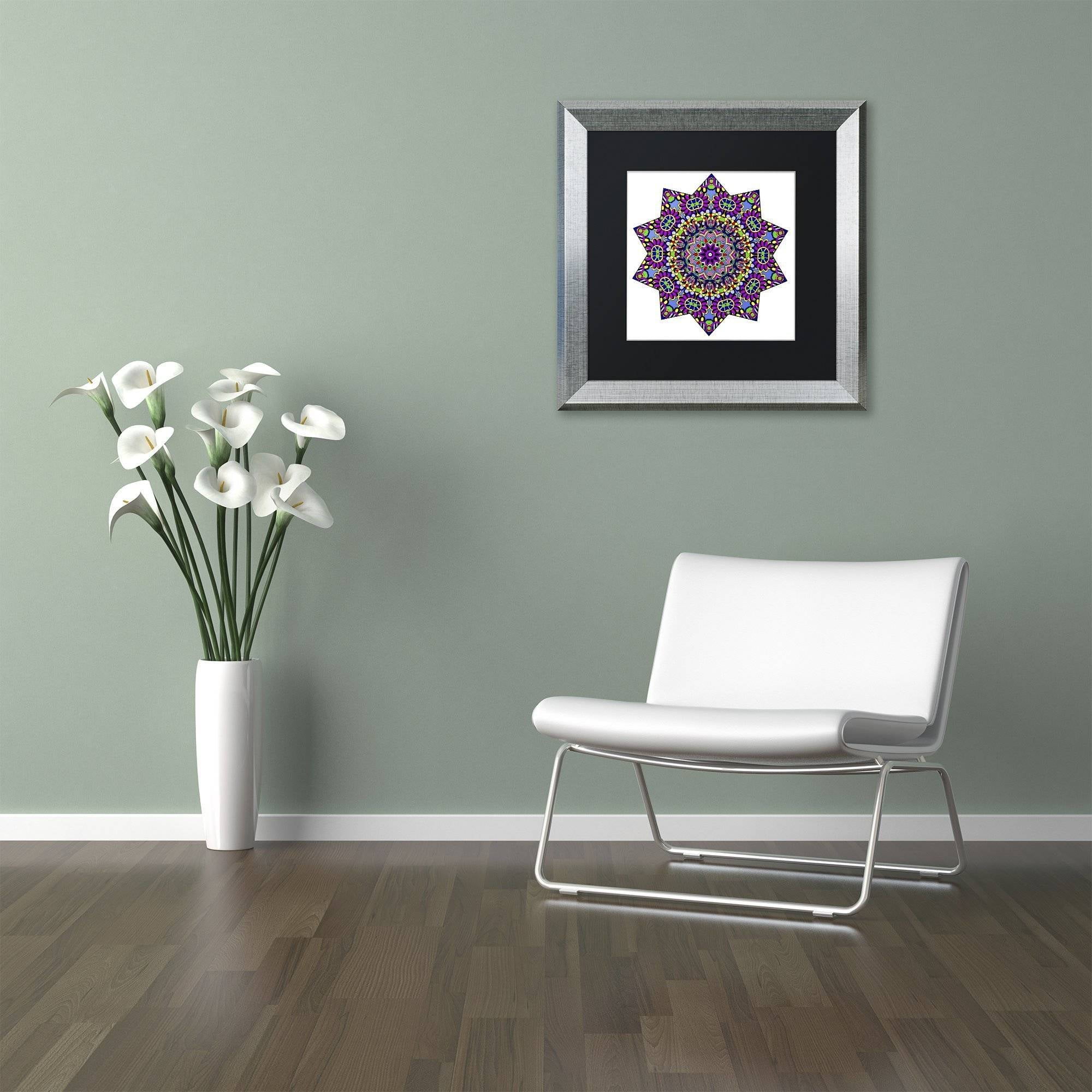 Trademark Fine Art "Shining Mandala in Purples" Canvas Art by Kathy G. Ahrens, Black Matte, Silver Frame