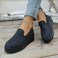 thumbnail image 6 of Black Round Toe Loafers For Women With Flat Thick Sole One-Foot Design Casual And Winter Versatile Wear, 6 of 9