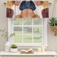 thumbnail image 2 of Red Blue Brown Curtain Valances for Windows, Kitchen Valance Window Treatments Panel 2 Pack, Middle Century Art Abstract Modern Rod Pocket Short Curtains for Bathroom Bedroom 42 x 12 Inch, 2 of 8