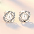 thumbnail image 4 of Apmemiss Women's Pearl Stud Earrings Silver Plated Earrings Ear Clips Fashion Earrings, 4 of 6