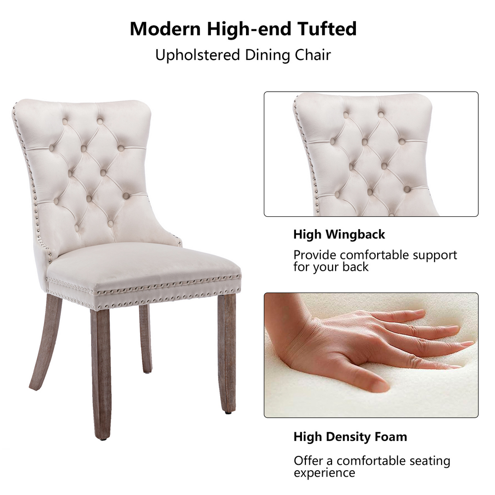 thumbnail image 3 of Bocarali Modern Upholstered Dining Chairs Set of 2, Velvet Kitchen Dining Room Chairs with Nailhead Trim for for Living Room, Bedroom, 3 of 6