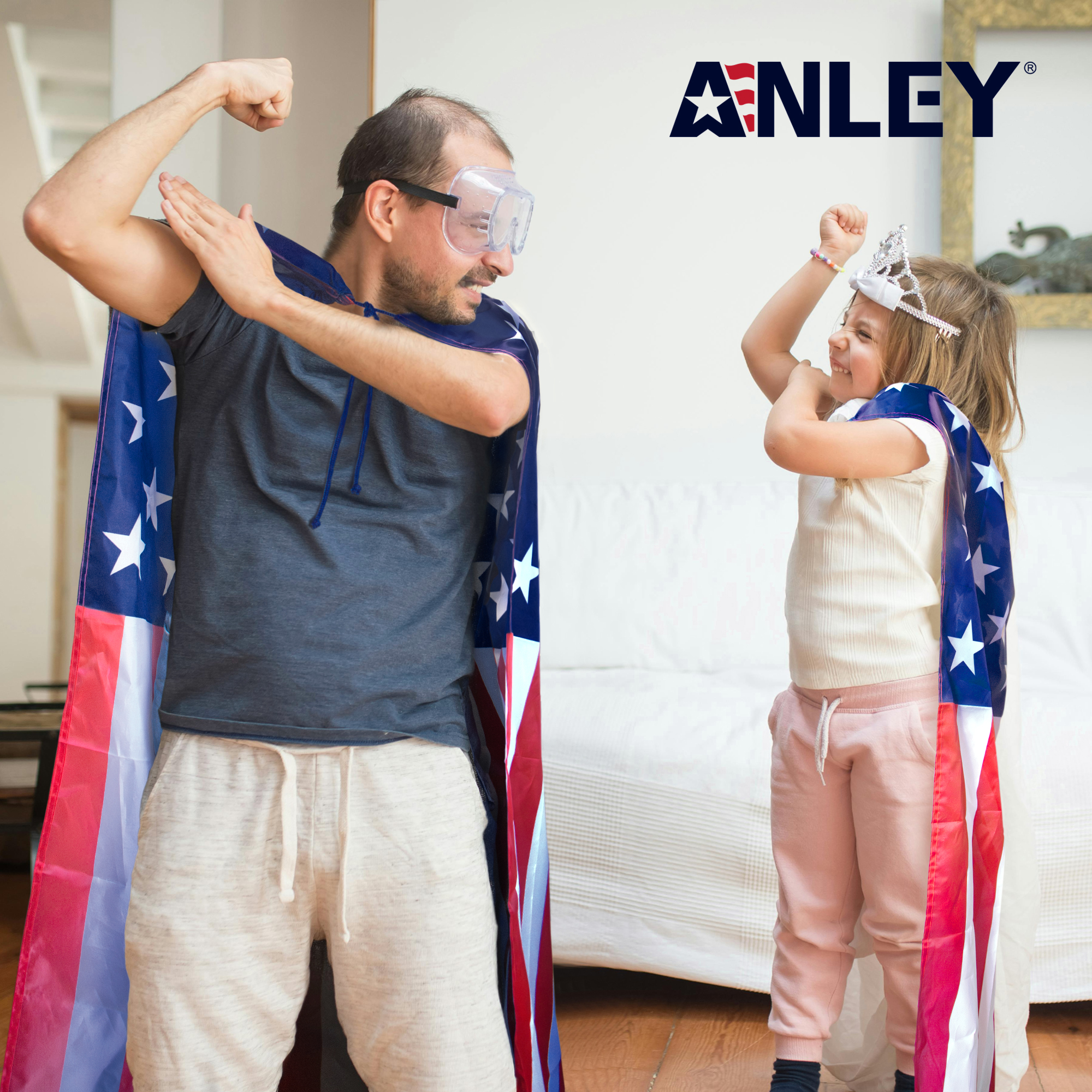 Anley American Flag Cape 3 x 5 FT - US National Flag Cape for Independence Day, 4th of July, Memorial Day Celebrations - Patriotic Flag Costume Cloak