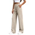 thumbnail image 2 of Ndbuld Women's Sweat Pants Fashion Women Casual High Waist Pocket Pants Pants Comfortable Casual Pants,Beige,XXXL, 2 of 3