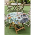 thumbnail image 3 of Happy Easter Outdoor Tablecloth - 60 Inch Round Dining Table Cover, Spring Bunny Easter Eggs Floral Teal Wood Waterproof Outdoor Table Cloth with Umbrella Hole & Zipper for Picnic/Patio/Party, 3 of 7
