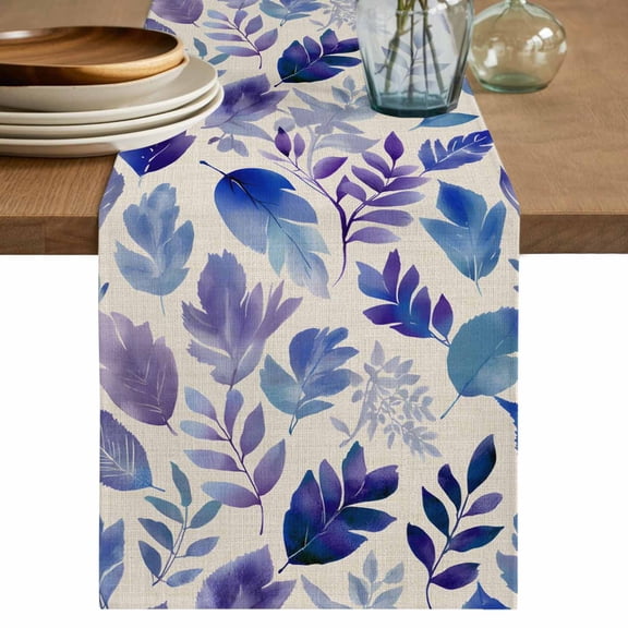 Table Runner 90 Inches Long for Kitchen Dining, Purple Leaves Dresser Scarf Farmhouse, Dining Table Decorations for Wedding/Parties, Spring Plants Rustic Vintage Botanical 13 x 90 In