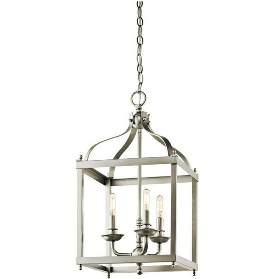 Farmhouse Three Light Chandelier-Brushed Nickel Finish Bailey Street Home 147-Bel-2611323