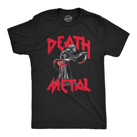 Mens Death Metal T Shirt Funny Brutal Grim Reaper Bloody Guitar Tee for Guys Graphic Tees