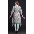 thumbnail image 2 of Bimba Green Ranunculus & Roses Floral Women Kurtas Ethnic Printed Asymmetric Summer Wear Tops For Women XXX-Large, 2 of 6
