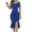 Blue, variant on Womens Sexy Bodycon Party Dress Cold Shoulder Pearls Strap Midi Dress Ruffle Hem Elegant Cocktail Dresses