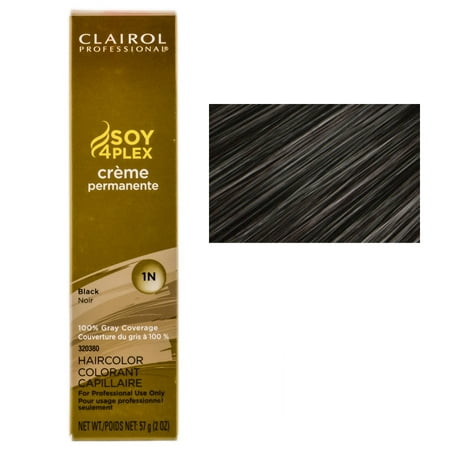Clairol Soy4Plex Salon Hair Color BLACK Creme Permanente 2oz