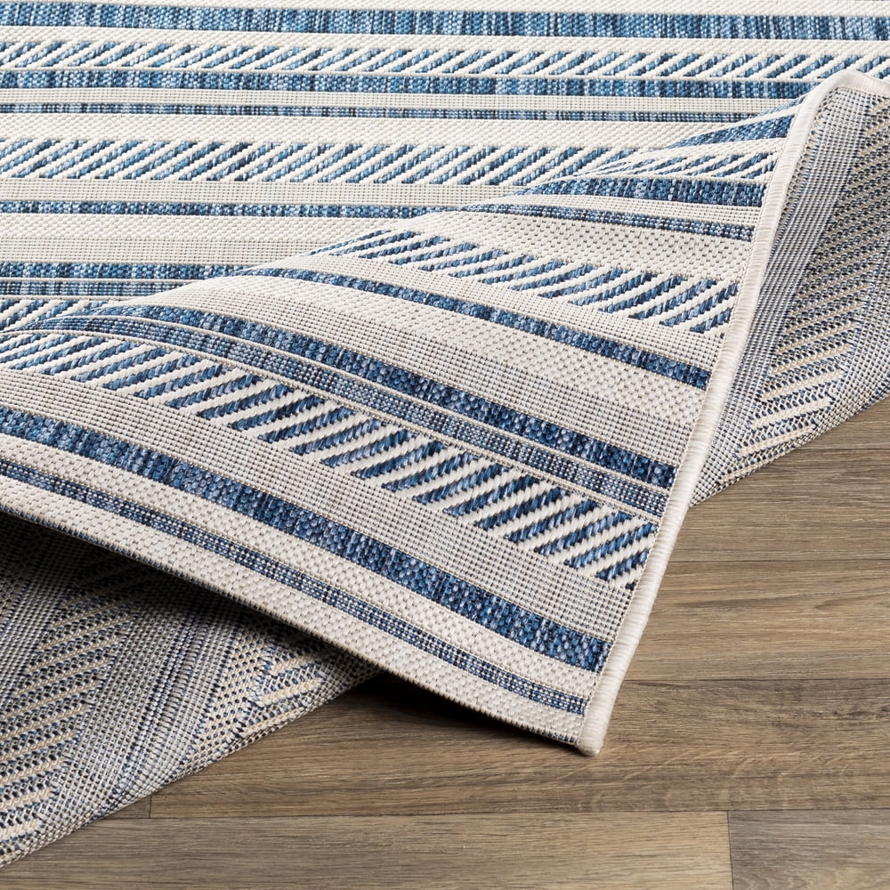 Livabliss Outdoor Rugs, 5x8 Eagean Global Blue Area Rug for Patio, Porch, Deck, Backyard, Waterproof Indoor Outdoor Carpet (5'3" x 7'7")