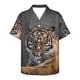 thumbnail image 2 of Camisas hawaianas con estampado de tigre y ciervo para hombre, blusas informales de manga corta para fiesta, abotonadas, para verano, 2 of 5