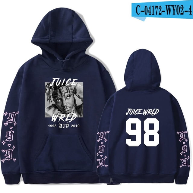 Sudaderas con capucha de Juice Wrld, chaqueta informal para adultos y niños, tallas para niños, jersey de Cosplay, ropa de calle, Jersey UnisexAzul oscuro BXS Deng Xun unisex