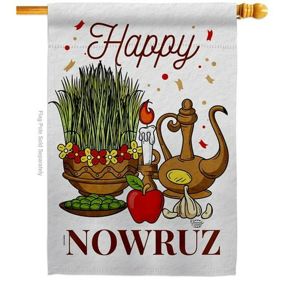 Ornament Collection H192480-BO Iranian New Year Celebration Nowruz Double-Sided Garden Decorative House Flag, Multi Color