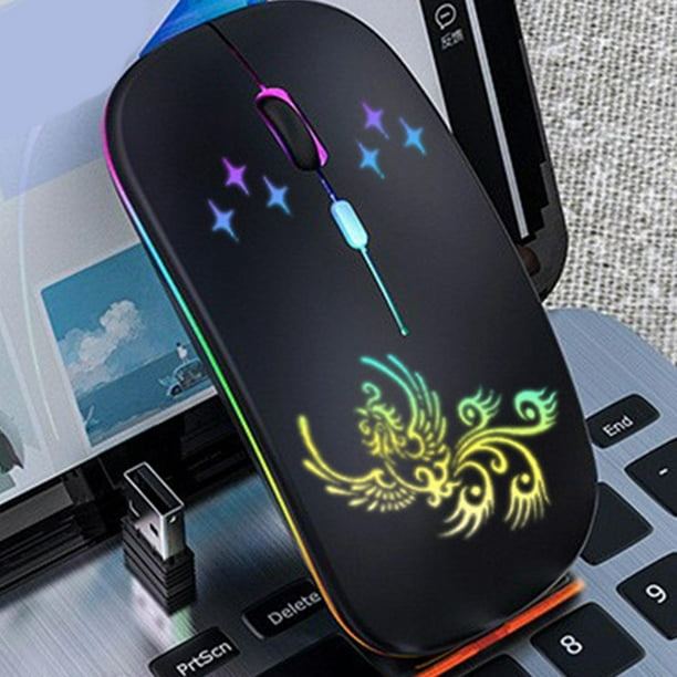LED Mouse 3.0 5.2 2.4G Slim Portable para PC de oficina Negro Hugo Ratón inalambrico
