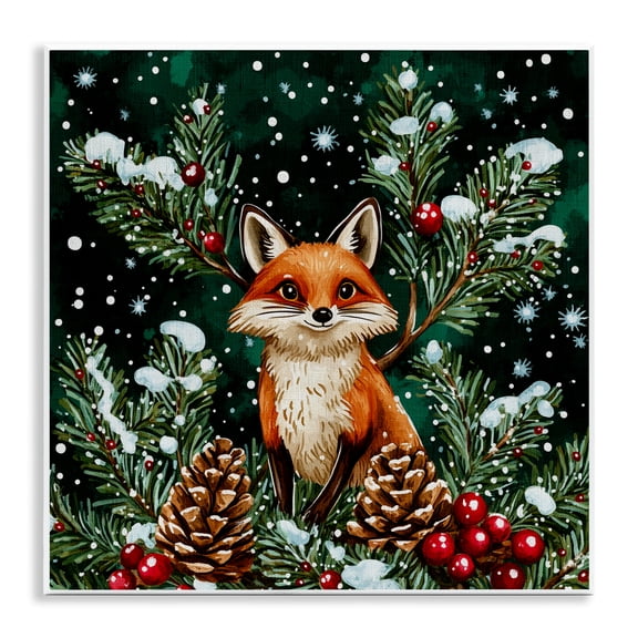 Stupell Industries Winter Fox & Pinecones Wall Plaque Art, design by Yen, 12 x 12