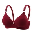 thumbnail image 2 of Minimizer Bras for Women Wirefree Push Up Bra Deep V Full Coverage Lightly Lined Everyday Bralettes Comfort Adjustable Straps Bralette Red Bras,Size 36-44, 2 of 3