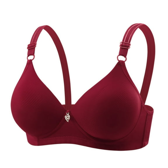 successthop Wireless Push Up Bras for Women Plus Size Everyday Wear Breathable Lightweight Comfortable Ladies Bra Red 42