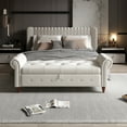 thumbnail image 6 of Pouseayar Linen Fabric Upholstered Ottomans Storage Bench Sofa, Beige, 6 of 7