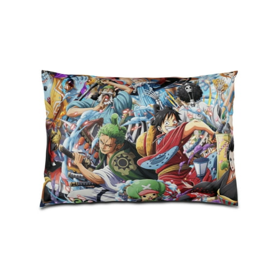 One Piece Anime Pillow Covers Classic Print Polyester Sofa Cushion Covers Home Decor Living Room Cushion Covers for Bed Sofa Car 20" X 14"