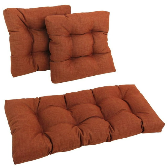 Coussins Capitonnés Carrés pour Causeuse d'Extérieur en Polyester Filé (Ensemble de 3)