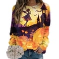 thumbnail image 2 of Towmus Halloween Shirts for Women Sweatshirt Cute Doll Graphic Pullover Tops Funny Novelty Pumpkin Print Crewneck Sweatshirts, 2 of 6