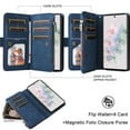 thumbnail image 4 of YEYKX for iPhone Air Wallet Phone Case with 9 Card Holder Zipper Pocket, Magnetic Closure Premium Folio PU Leather Flip Case with Wrist Strap for iPhone Air 6.5inch,Blue,For iPhone Air, 4 of 8