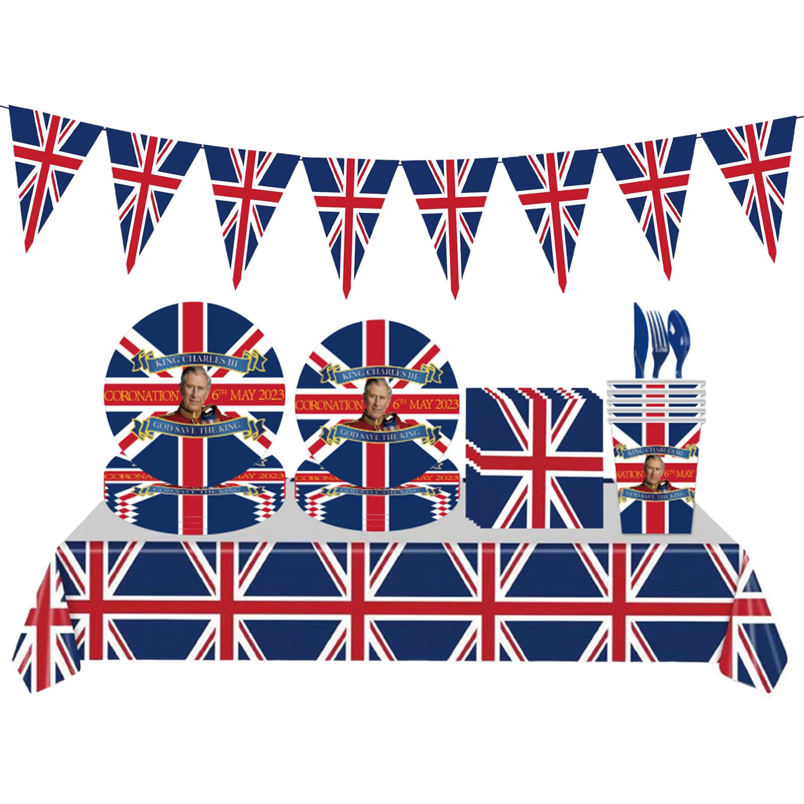 Union Jack Party Supplies Set Great Britain Paper Plates, Cups, and