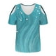 thumbnail image 5 of Tops de Hombro para las Mujeres Blusa de Impresión de Verano de Manga Corta con Cuello en V Top de Moda, Estante Ligero de Algodón de Imitación para el Uso Informal, 5 of 6