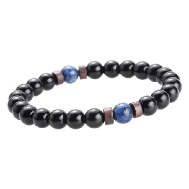 Pulsera para hombre con cuentas de piedra lunar natural de 8 mm, piedra de lava de chakra de Buda tibetano Azul