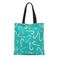 thumbnail image 1 of NUDECOR Canvas Tote Bag Red Christmas Candy Cane Colorful Retro Pattern Abstract Bright Durable Reusable Shopping Shoulder Grocery Bag, 1 of 1