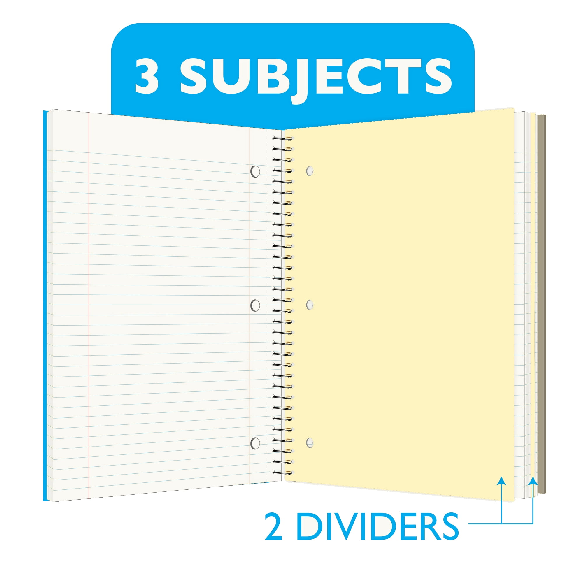 Bazic Products Spiral Notebooks, 3 Subjects, Medium/college Rule, Randomly Assorted Cover Colors, (120) 10.5 X 8 Sheets. Single.