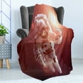 thumbnail image 4 of Space Cat Soft Flannel Fleece Blanket, Pet Cat in Outer Space Planet Meteors Galaxy with Astronaut Suit Image, Cozy Plush for Indoor and Outdoor Use, 70" x 90", White Purple and Ruby, by Ambesonne, 4 of 5