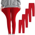 thumbnail image 4 of Timegard Girls Clothes 4pc Thin Leggings Solid Color Comfy Stretch Slim Casual Kids Workout Trousers, 4 of 8