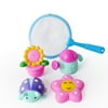Baby Bath Toys 4 PCs Soft Rubber Animals Toys Kids Water Toys Squeeze Sound Spraying Beach Bathroom Toys with Net