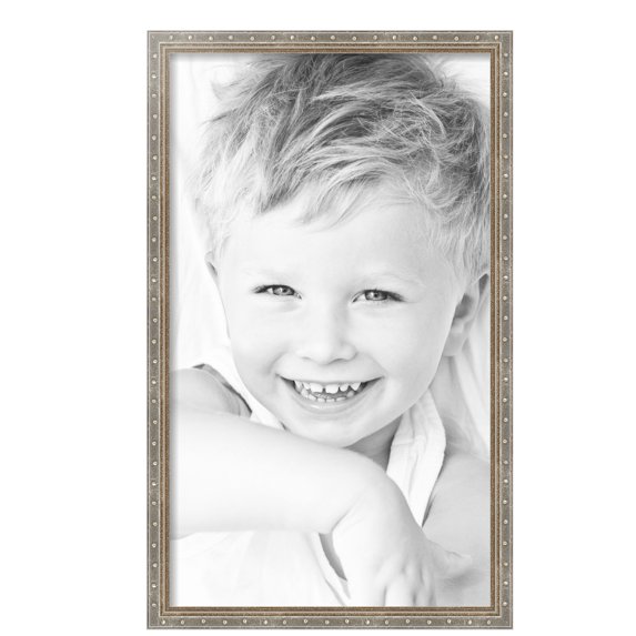 ArtToFrames 17" x 29" Champagne Pebble Metallic Picture Frame, 17x29 inch Silver Wood Poster Frame (WOM-5258), Pack