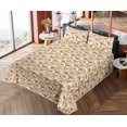 thumbnail image 4 of Ambesonne Victorian Fitted & Flat Sheet with Shams 4 Pcs Set, Vintage Vibes Crane Birds, Calking, Earth Yellow Green and Pink, 4 of 5