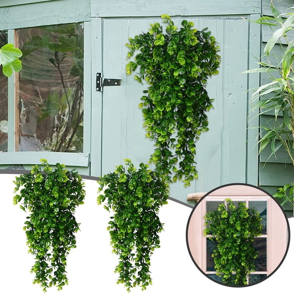 2Pack 31.5inch Artificial Eucalyptus Hanging Vines, Greenery Wall Hanging Plants, Artificial Trailing Eucalyptus Greenery for Wall Home Porch Wedding Patio Decor