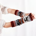 thumbnail image 2 of Guantes largos de medio dedo de lana con diseño de cervatillo, conjunto de guantes de invierno cálidos para mujer, guantes de dibujos animados tejidos, guantes navideños, 2 of 5