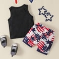 thumbnail image 5 of Mercatoo Toddler Baby Boy Independence Day Clothes Sleeveless Letter Print Vest Top American Flag Shorts 2Pcs Outfit Set, 5 of 6