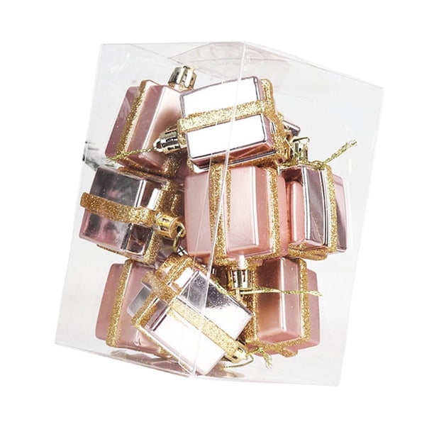 9 piezas de adornos para árbol de Navidad, colgantes, manualidades, regalo reutilizable, pequeño regalo Oro rosa