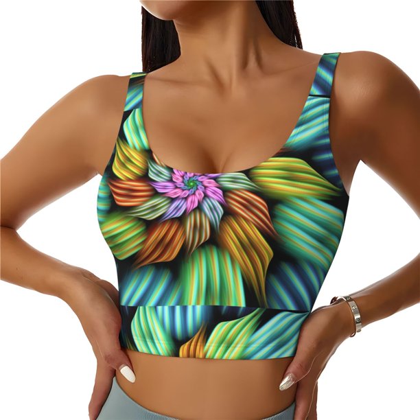 Balery Hippie Style Sujetadores deportivos con espalda cruzada para mujer, acolchados, sin costuras, de alto impacto, ideales para yoga, gimnasio, entrenamiento y fitness.-